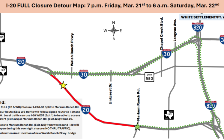 I-20 Full Closure Detour Map 